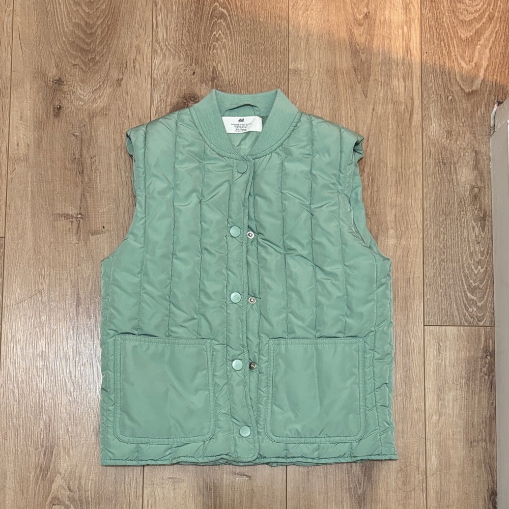 Girls Green Quilted Vest